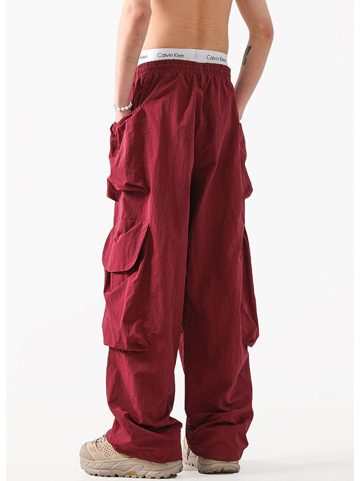 American vibe retro street casual pants men's summer new loose and wide style quick-drying all-match overalls trend