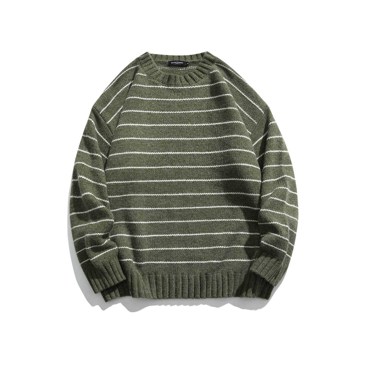 saferido      -shop boy outfits Men's American Autumn New Striped Thickened Sweater Loose round Neck Pullover Sweater