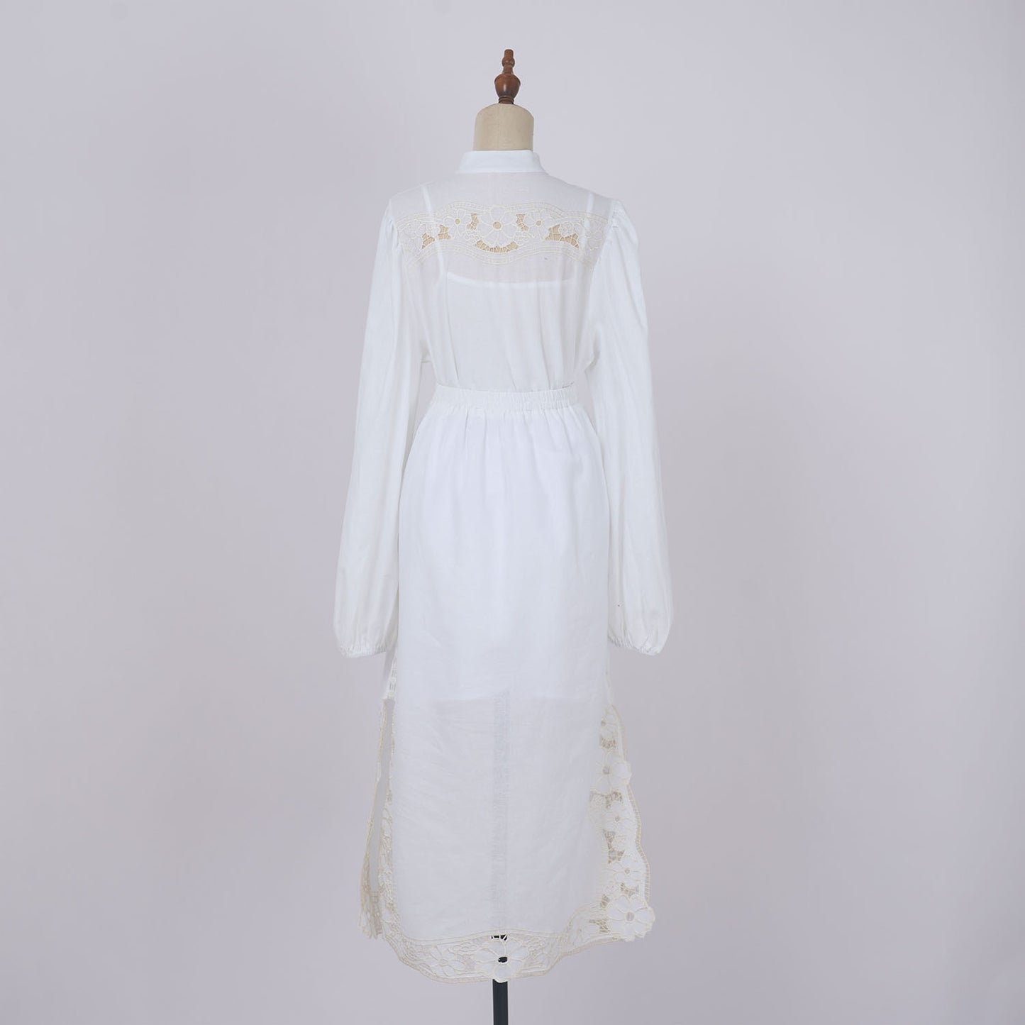 popular autumn and winter new lace style new fashion temperament collar splicing design hollow long sleeve waist dress