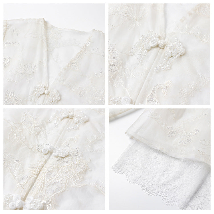 New new Chinese style embroidered thin Tencel jacket women's solid color temperament high-end light luxury top M4102