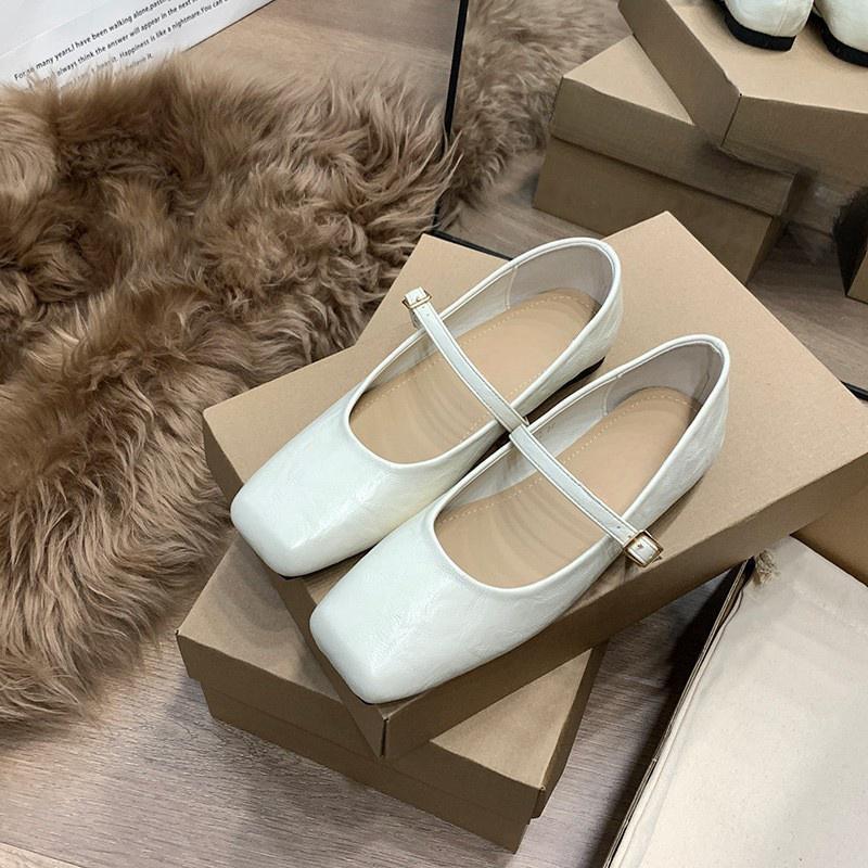 2025 British style small leather shoes for women's new spring and autumn casual retro square head Mary Jane single shoes for women