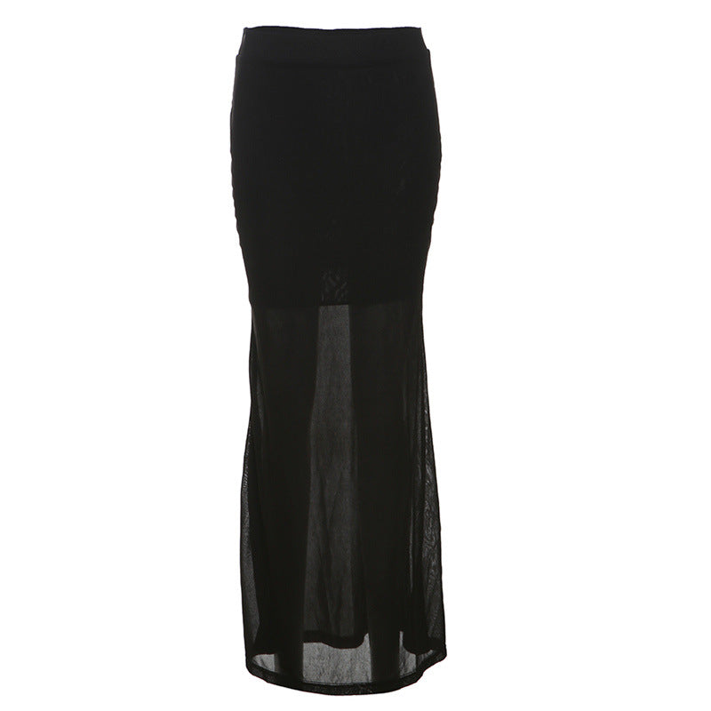 2025 style 2025 spring new women's clothing chest-wrapped mesh see-through navel vest waist-wrapped hip skirt