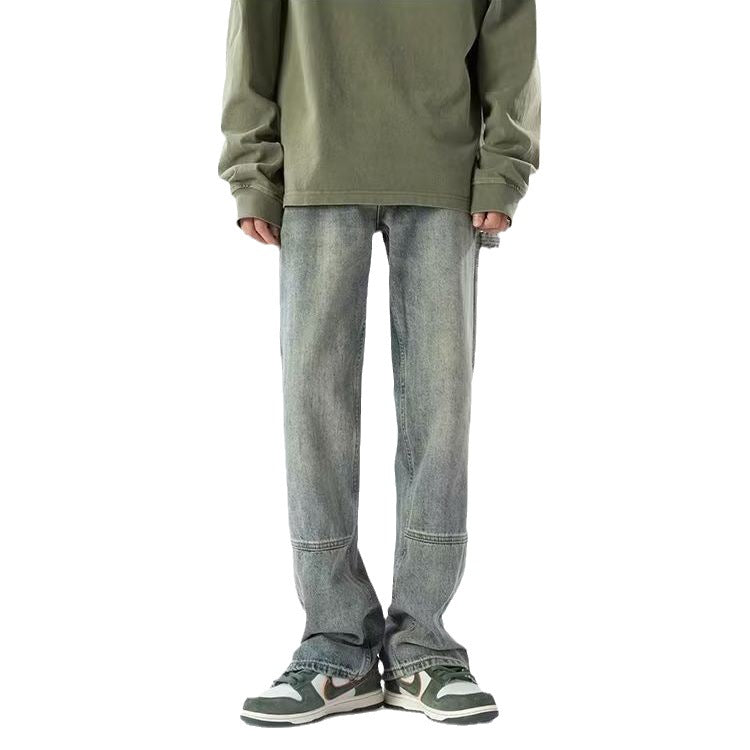 saferido -shop 90s streetwear New Jeans Men's Vintage Washed Straight Pants Spring and Autumn Summer Weila High Street Versatile Casual Trousers