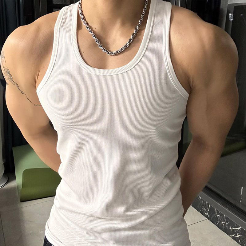 saferido -shop mens haircut Summer Men's Cotton Thread Vest Casual Sports Base Men's Sleeveless Fitness T-shirt Stretch Muscle Vest