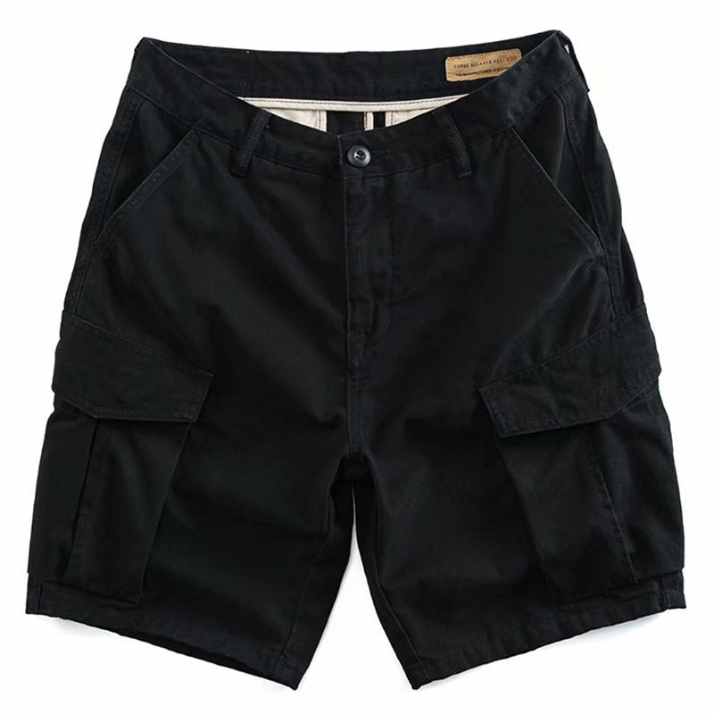 saferido boy outfits Cotton Workwear American Casual Cropped Pants Men's Fit Straight Pants Trendy Breathable Color Multi-Pocket Shorts