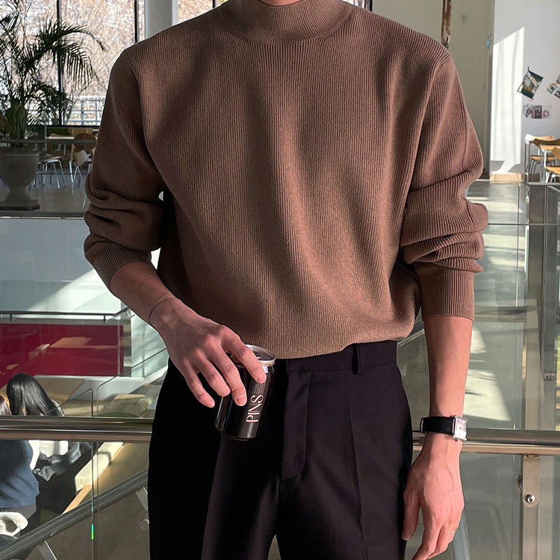 saferido -shop classy outfits men Men's Korean-Style Winter Versatile Retro Christmas Green Sweater round Neck Pullover Sweater Fashionable Trendy Sweater