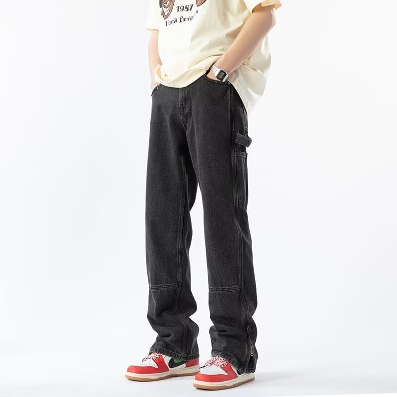 saferido -shop 90s streetwear New Jeans Men's Vintage Washed Straight Pants Spring and Autumn Summer Weila High Street Versatile Casual Trousers