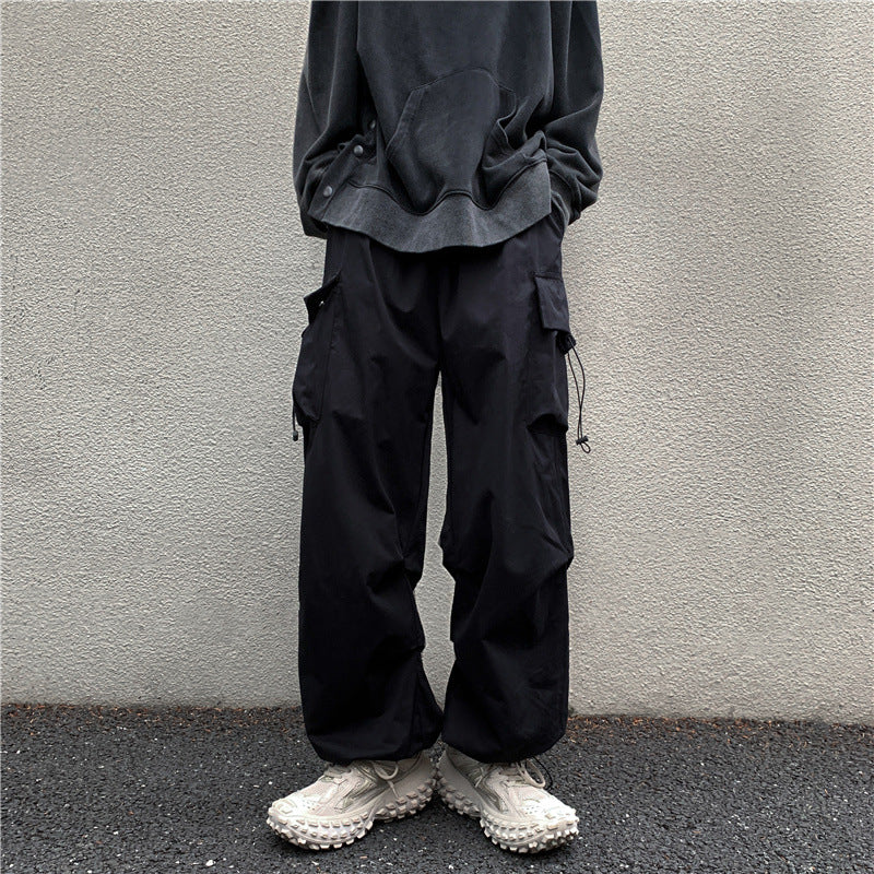 saferido boy outfits Multi-Pocket Workwear Casual Wide-Leg Pants Men's Spring and Autumn Hip Hop Ins Loose Straight Ankle-Length Pants