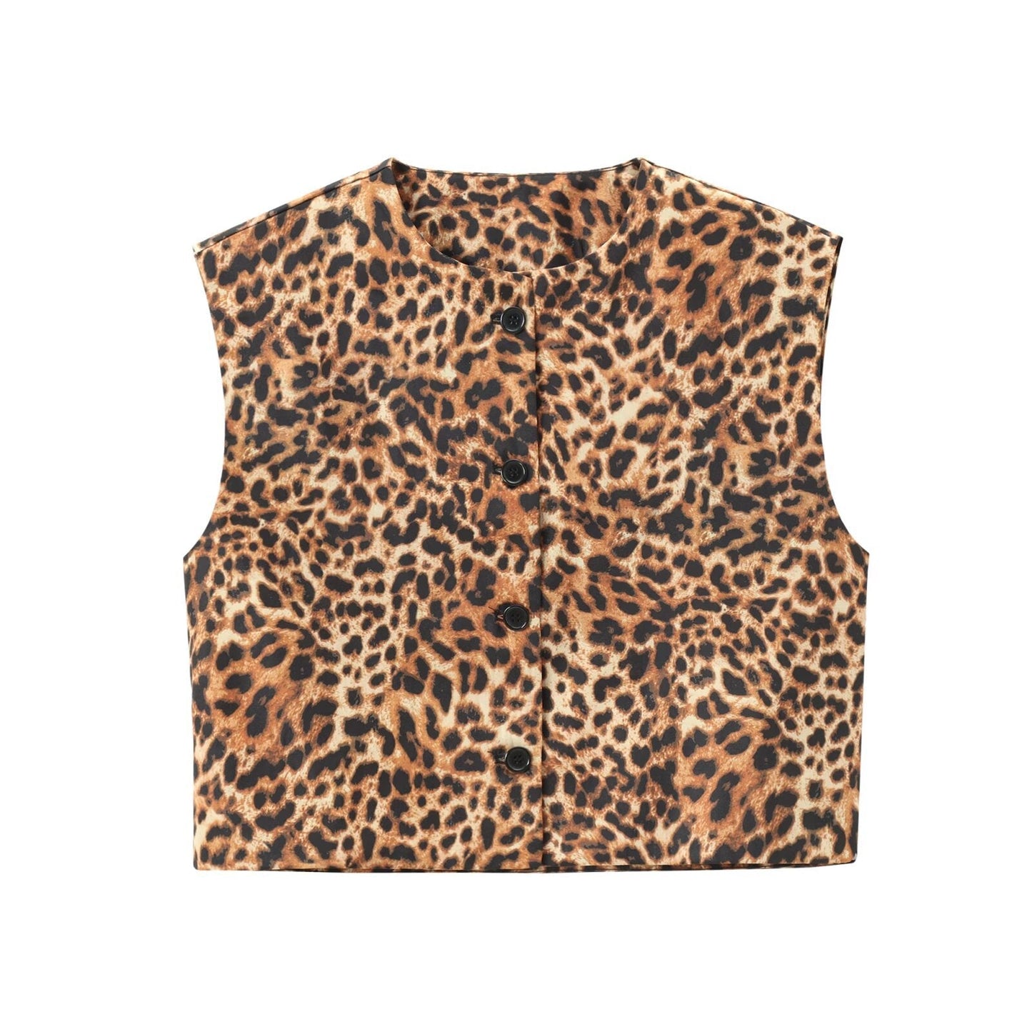 Men Leopard Print Vests Spring Fashion V-neck Paper Clip Simple Sleeveless Loose Simple Casual Streetwear Male Waistcoats