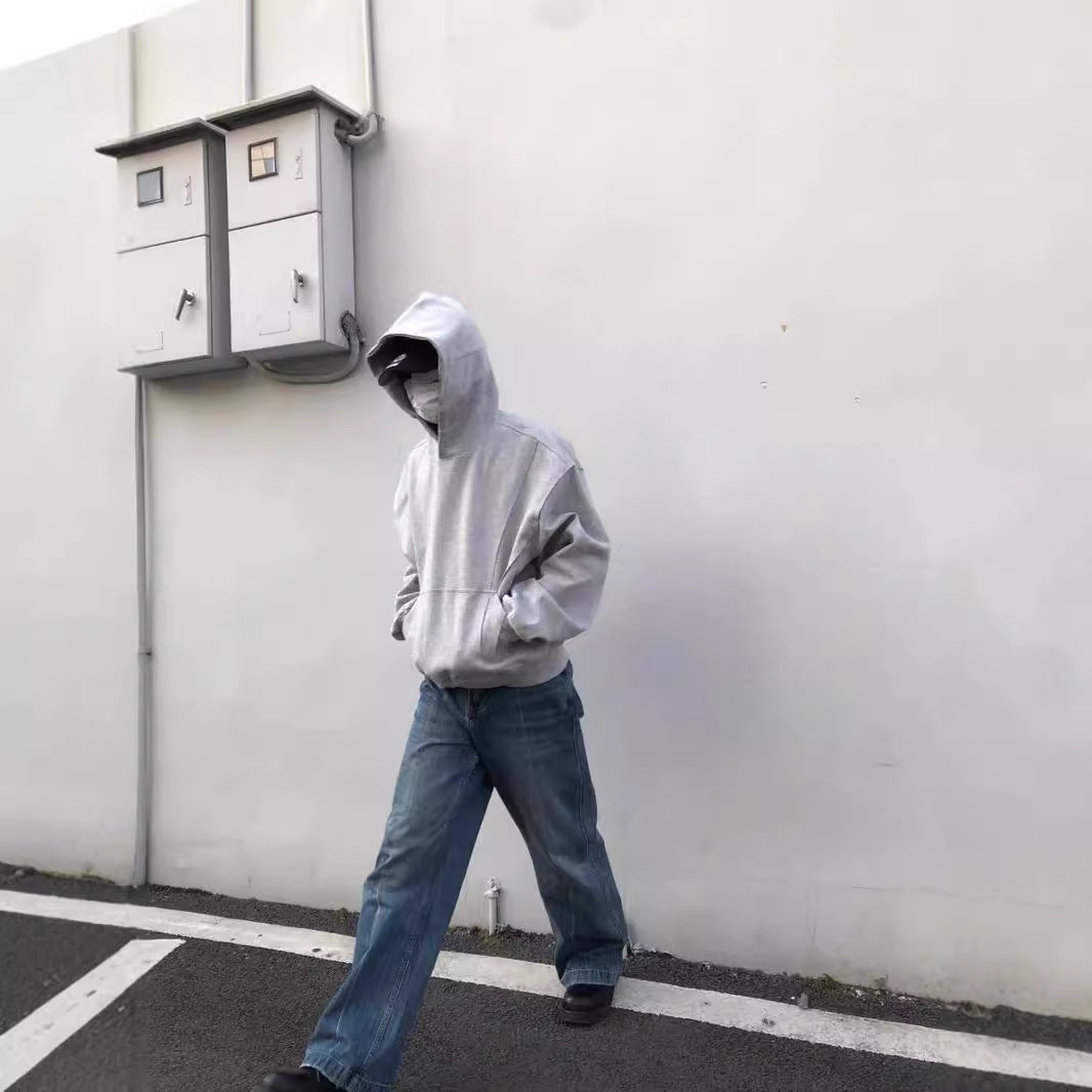 saferido men fall outfits casual American Cleanfit Stitching Deconstructing Boxy Profile Hooded Short Sweater Men's Spring and Autumn Loose Hoodie Coat