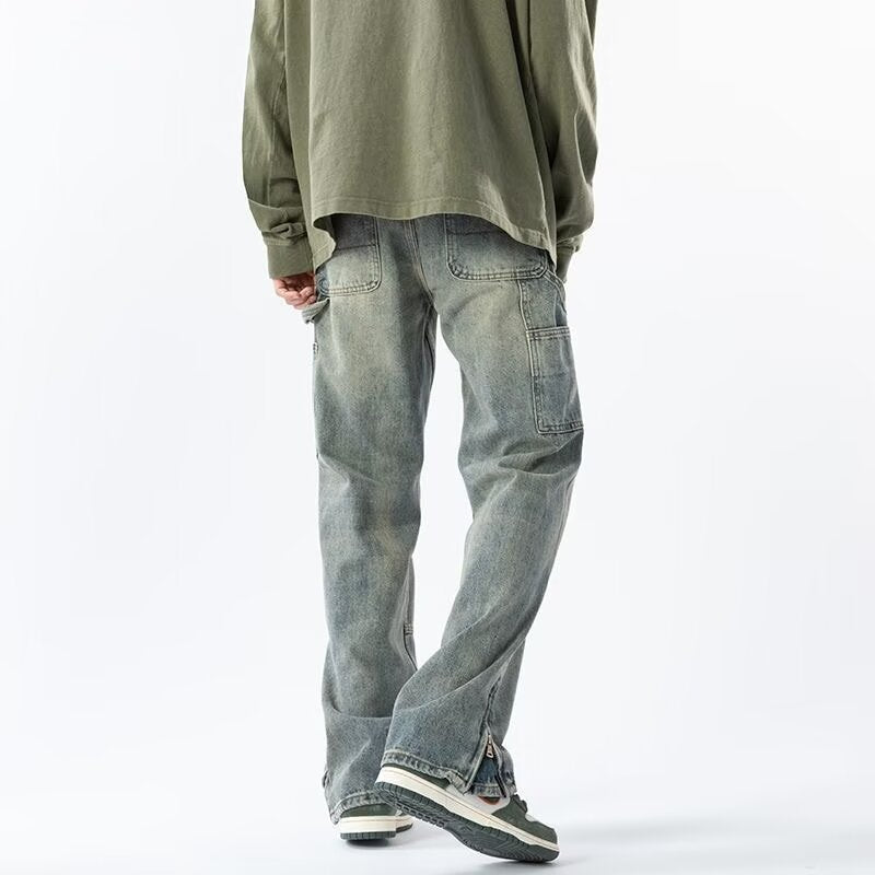 saferido -shop 90s streetwear New Jeans Men's Vintage Washed Straight Pants Spring and Autumn Summer Weila High Street Versatile Casual Trousers