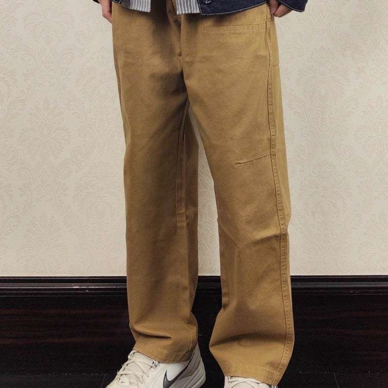 saferido      -shop black men fashion urban Spring and Summer New Drawstring Elastic Waist Loose Army Green Casual Straight Trousers Overalls Men