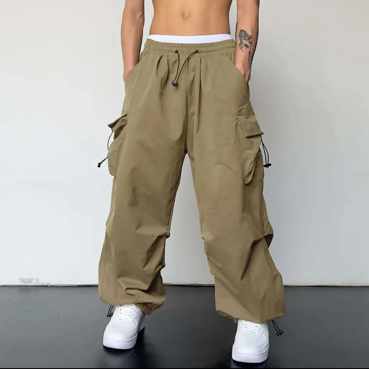 saferido starboy outfit Ins American Overalls Men's and Women's High Street Design Drawstring Loose Ankle-Tied Wide-Leg Casual Trousers