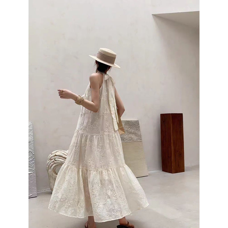 2025 early spring new sleeveless neck dress new Chinese style women's clothing summer seaside vacation dress