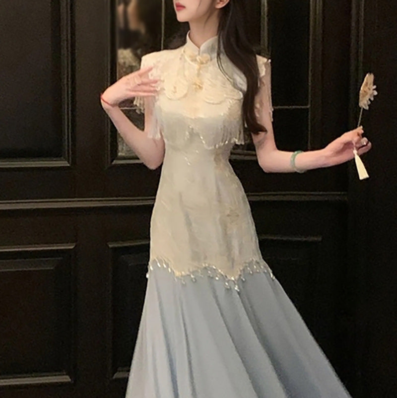 New Chinese style temperament Heavy industry versatile shawl summer high-end disc embroidery tassel outer cape cloud shoulder N4092