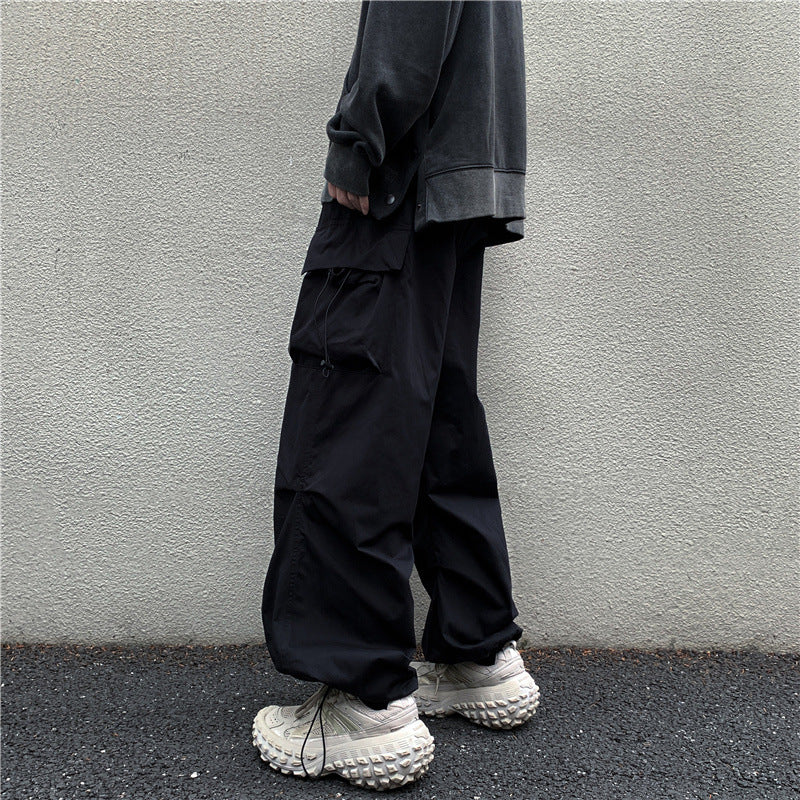 saferido boy outfits Multi-Pocket Workwear Casual Wide-Leg Pants Men's Spring and Autumn Hip Hop Ins Loose Straight Ankle-Length Pants