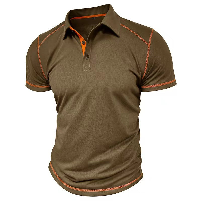 Summer Men's Lapel Polo Clothes Contrast Color Polo Shirt European and American T-shirts for Men