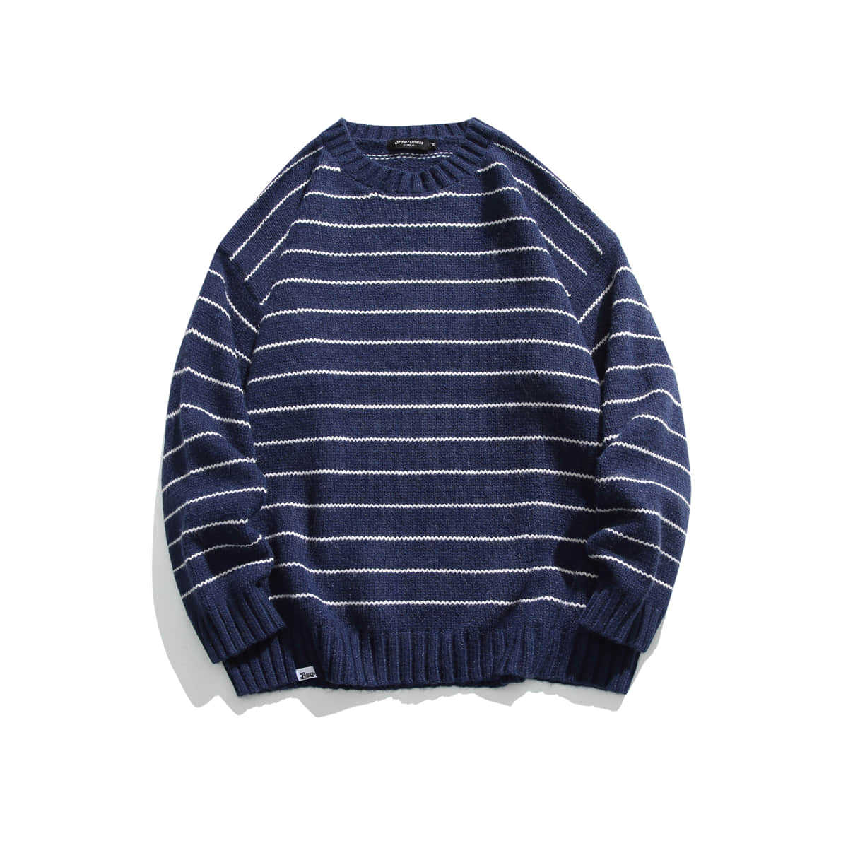 saferido      -shop boy outfits Men's American Autumn New Striped Thickened Sweater Loose round Neck Pullover Sweater