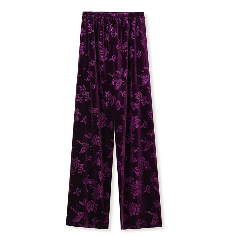 Guofeng new temperament loose wide-leg pants jacquard embroidery casual design straight-leg pants new Chinese trousers M9199