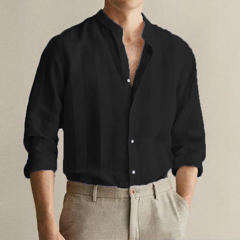 saferido      -shop  Men's New High Quality Striped Simple Comfortable Long Sleeve Button Shirt