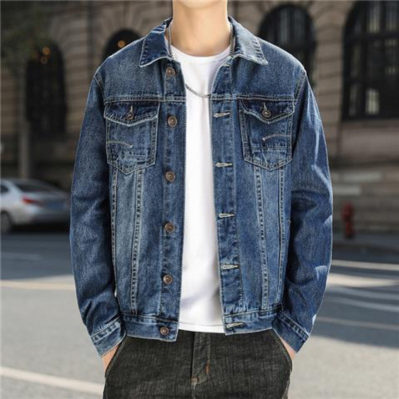 saferido -shop men’s fashion Denim Coat Men's New Korean Style Trendy Ruan Shuai Flying Jacket Men's Autumn plus Size Fat Men's Top