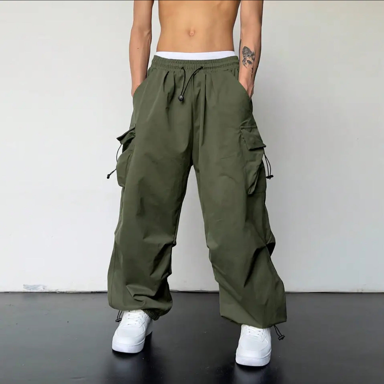 saferido starboy outfit Ins American Overalls Men's and Women's High Street Design Drawstring Loose Ankle-Tied Wide-Leg Casual Trousers