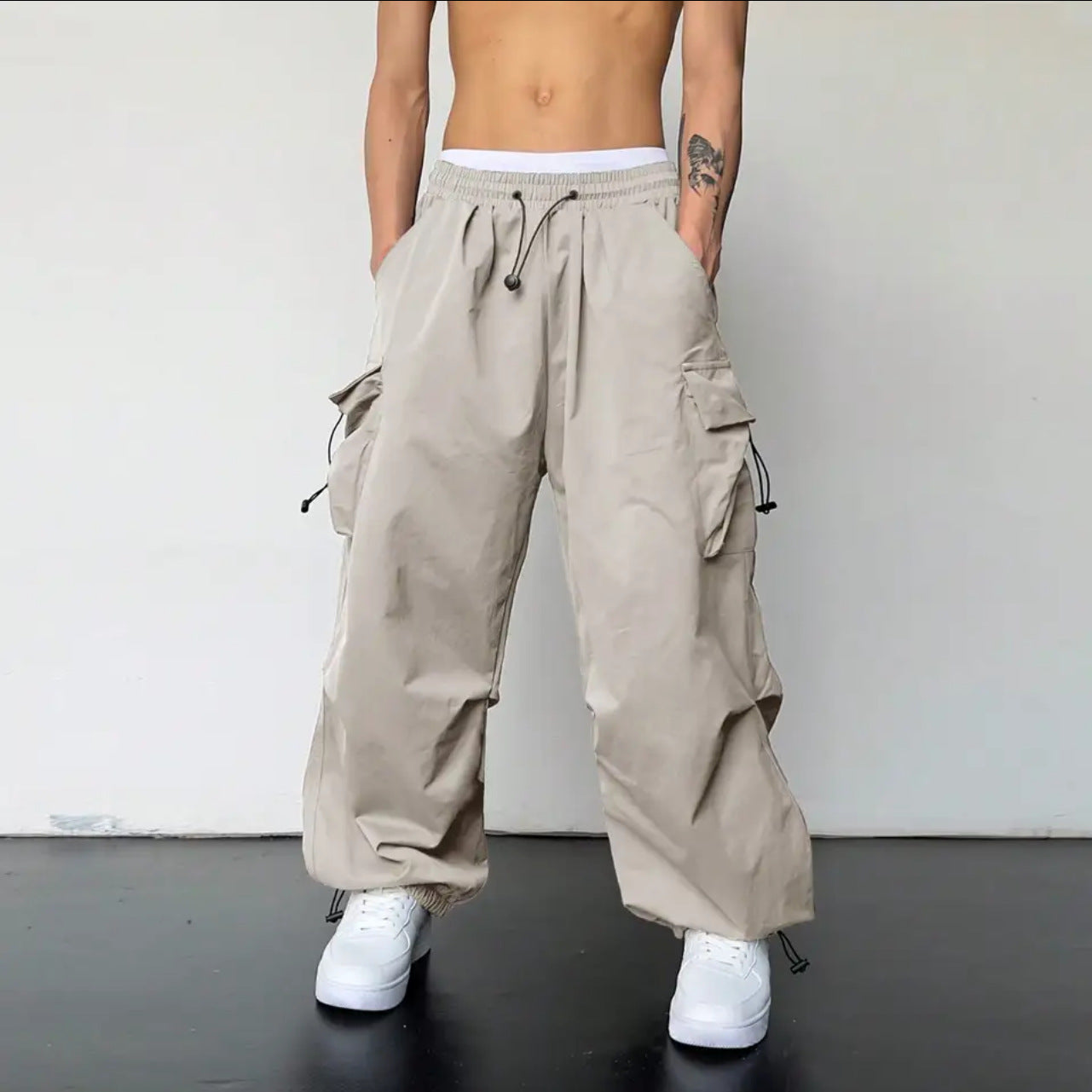 saferido starboy outfit Ins American Overalls Men's and Women's High Street Design Drawstring Loose Ankle-Tied Wide-Leg Casual Trousers