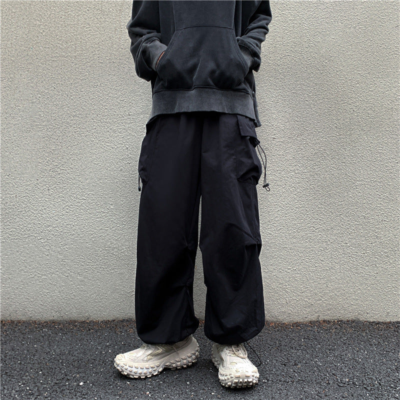 saferido boy outfits Multi-Pocket Workwear Casual Wide-Leg Pants Men's Spring and Autumn Hip Hop Ins Loose Straight Ankle-Length Pants