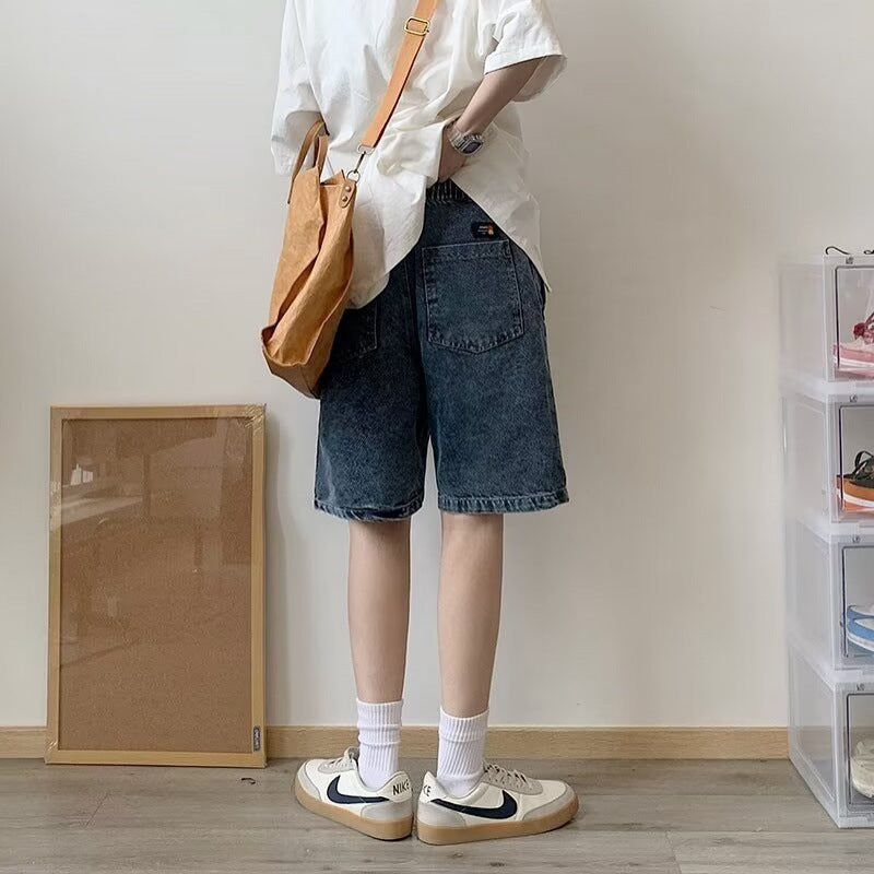 saferido -shop masc outfits Workwear Denim Shorts Men's Summer Loose High-Grade Casual Middle Pants Washed Retro Ruan Handsome Fifth Pants