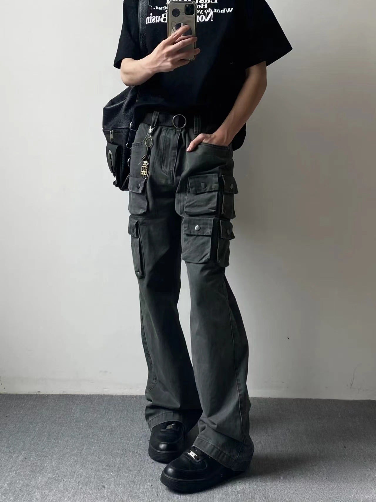 saferido masc outfits American-Style Three-Dimensional Multi-Pocket Casual Pants Men's Straight Micro-Pull Cleanfit Pants Vibe Washed Overalls Long Pants
