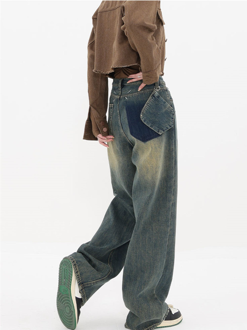 saferido -shop 90s streetwear Summer New Retro Washed Distressed Straight Jeans Women's High Waist Loose All-Match Wide-Leg Mopping Pants