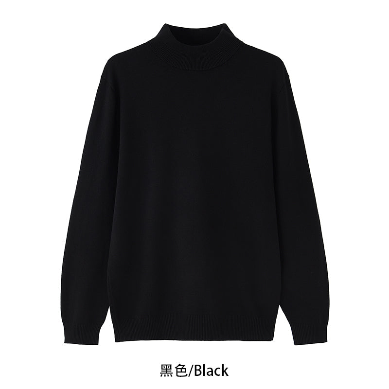 saferido -shop starboy outfit Autumn and Winter High-Grade Half Turtleneck Sweater Men's Korean-Style Loose Casual Solid Color Mid-Collar Knitted Bottoming Shirt Long Sleeve Inner Wear