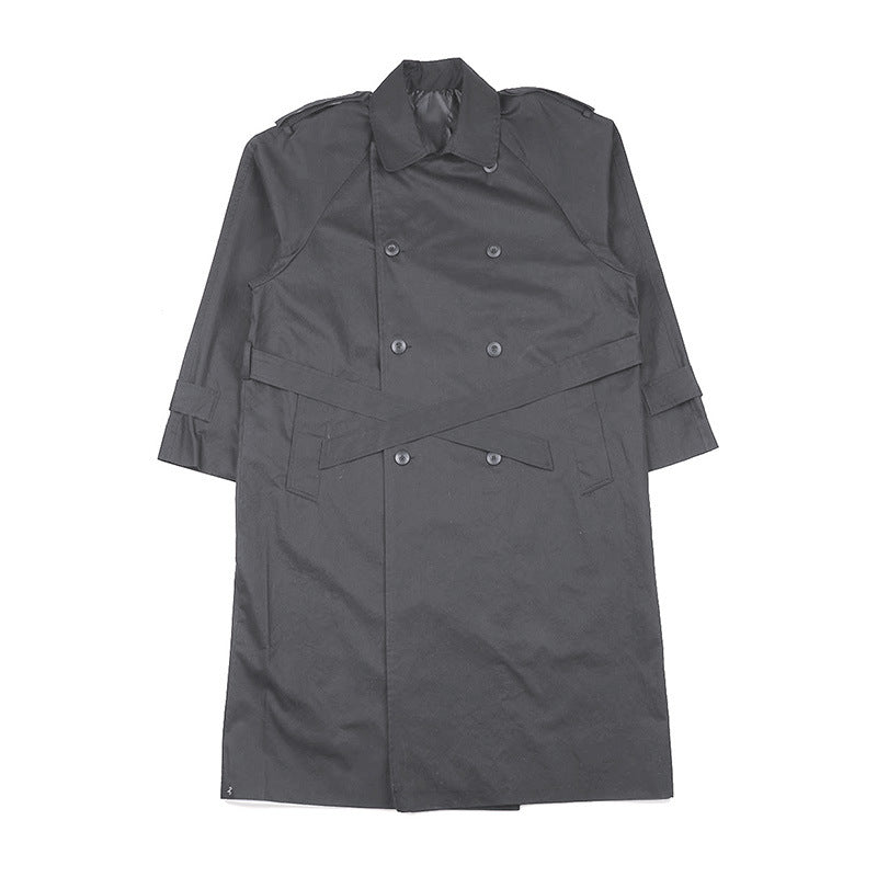 saferido mens fall fashion Mid-Length Windbreaker Men's Spring and Autumn New Korean Style Trendy Handsome Loose Double-Breasted Coat over the Knee