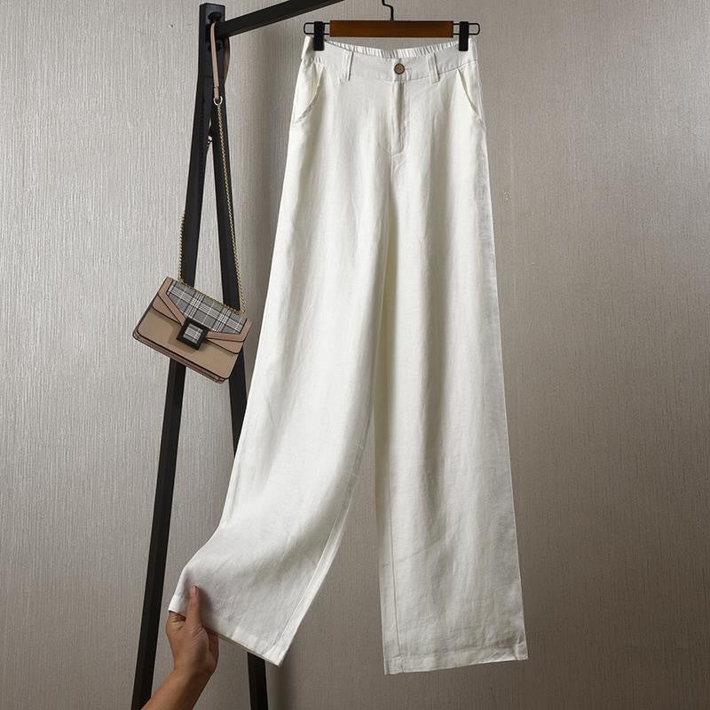 Cotton and linen straight wide-leg pants women's high waist drape popular summer new linen thin loose casual trousers children