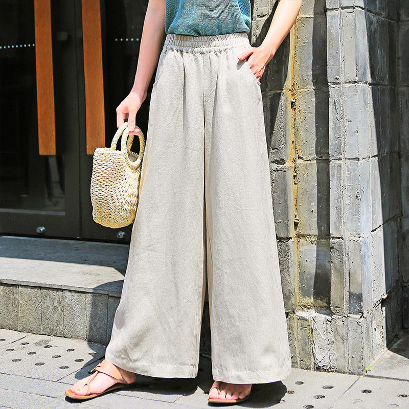 summer new temperament Popular wide-leg pants women's high waist thin pendant feeling loose casual versatile trousers