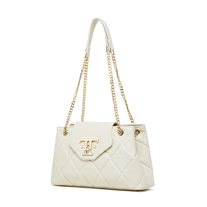 Women's bag popular new first-layer cowhide chain bag women's messenger bag autumn and winter commuting versatile leather women's bag single shoulder