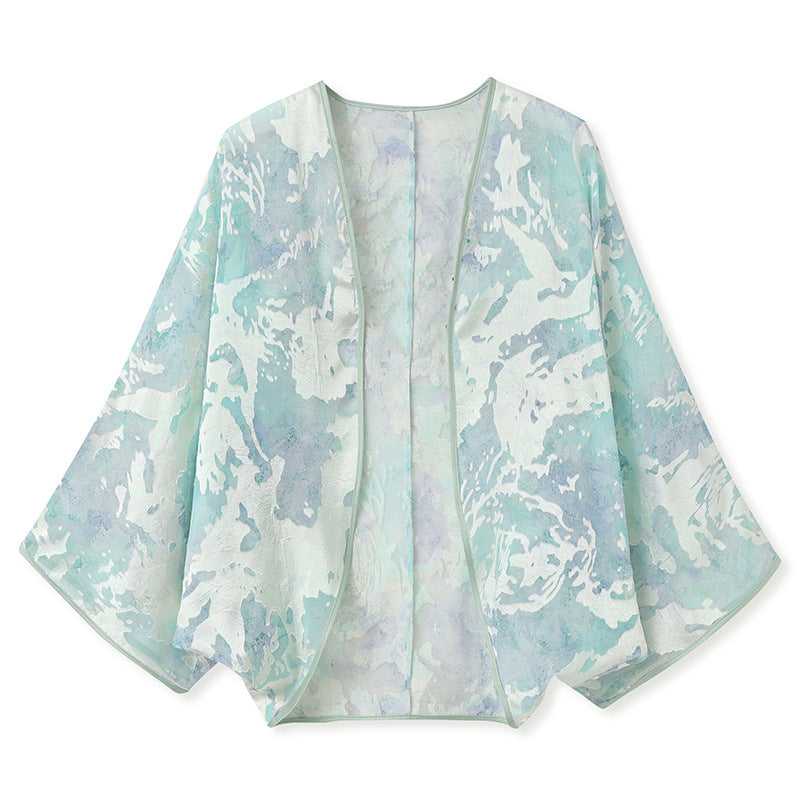 Summer New National Style Embroidery Versatile Thin Silk Jacket New Chinese Light Luxury Cardigan Shawl N4077