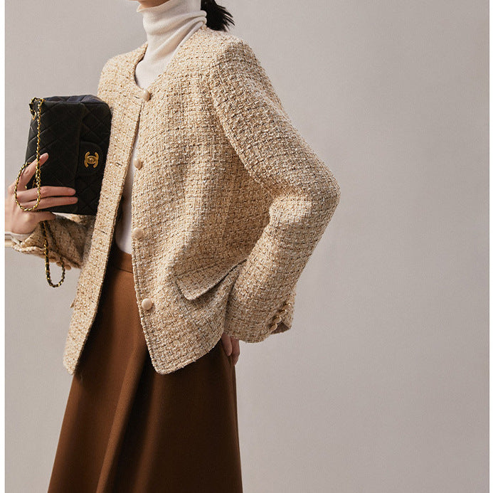 2025 Premium wool woven tweed, small fragrant jacket light luxury 2-color women's clothing spring short