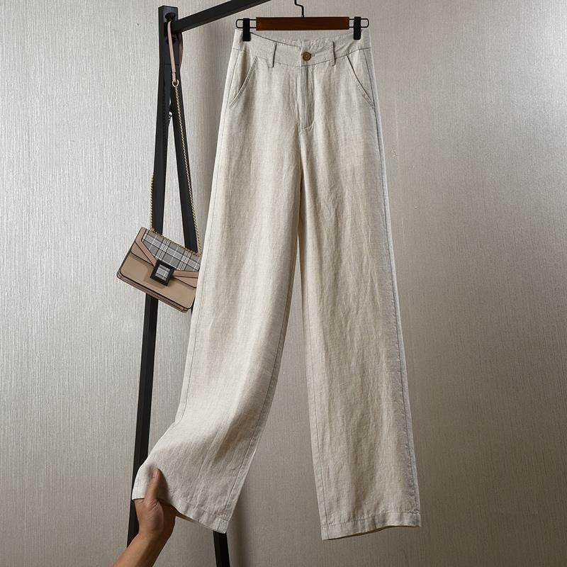 Cotton and linen straight wide-leg pants women's high waist drape popular summer new linen thin loose casual trousers children