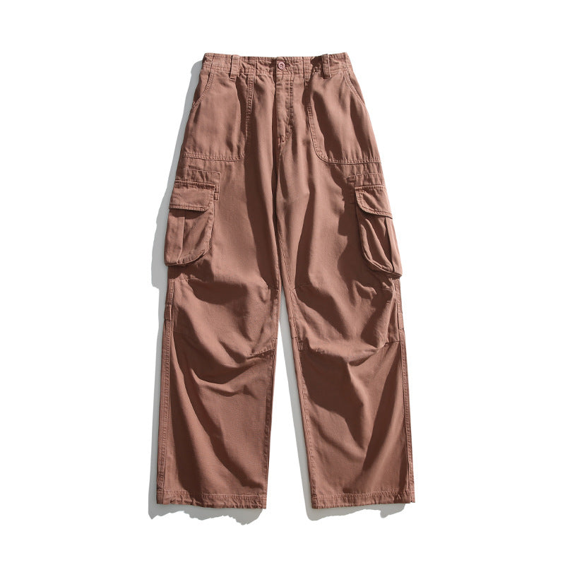 saferido 2000s fashion Japanese Retro Autumn Distressed Washed Overalls Casual Large Pocket Men's and Women's Loose Trousers