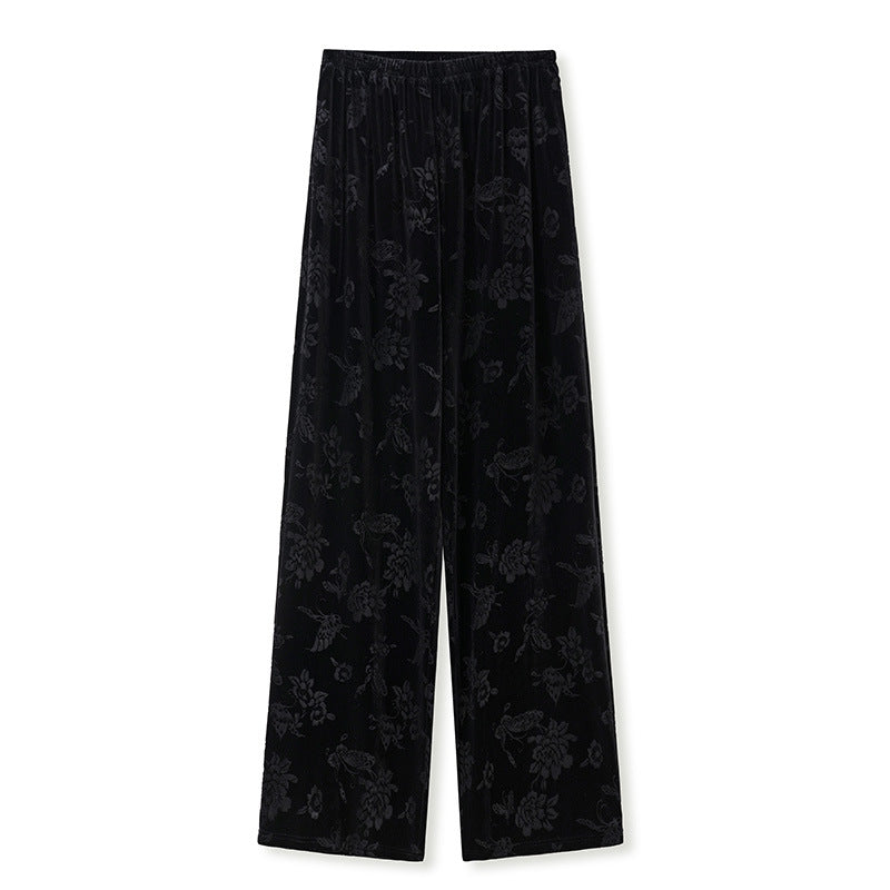 Guofeng new temperament loose wide-leg pants jacquard embroidery casual design straight-leg pants new Chinese trousers M9199