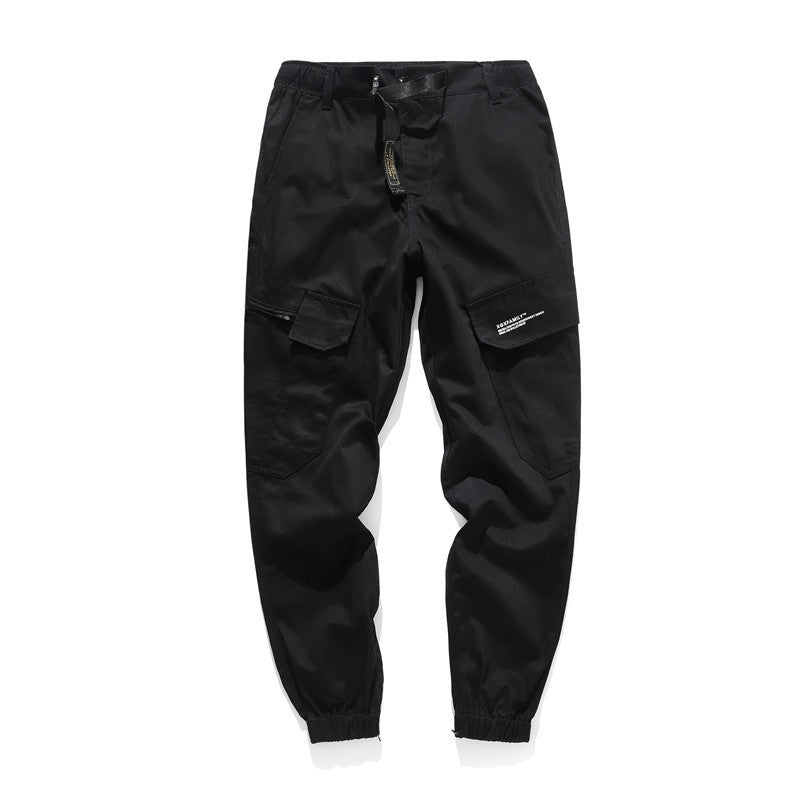 High street style tapered leggings camouflage jogging workwear functional multi-pocket cuffed pants trendy men's slim fit casual pants