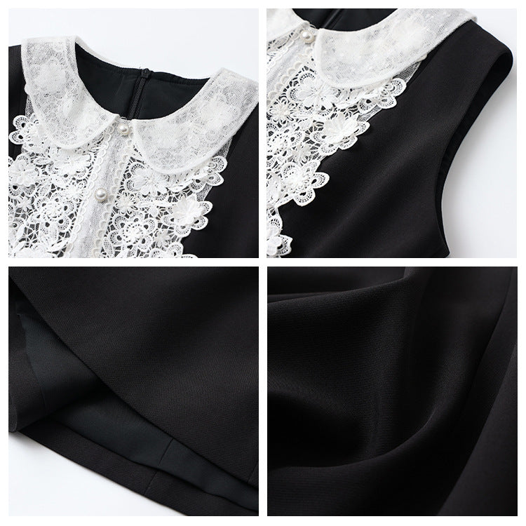daughter Popular style fashion small black dress spring temperament sleeveless waist slim and thin dress women MZ020