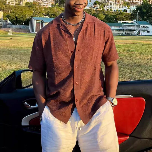 saferido      -shop 90s fashion men Spring and Summer New Men's Sweater Men's Solid Color Lapel Polo Shirt