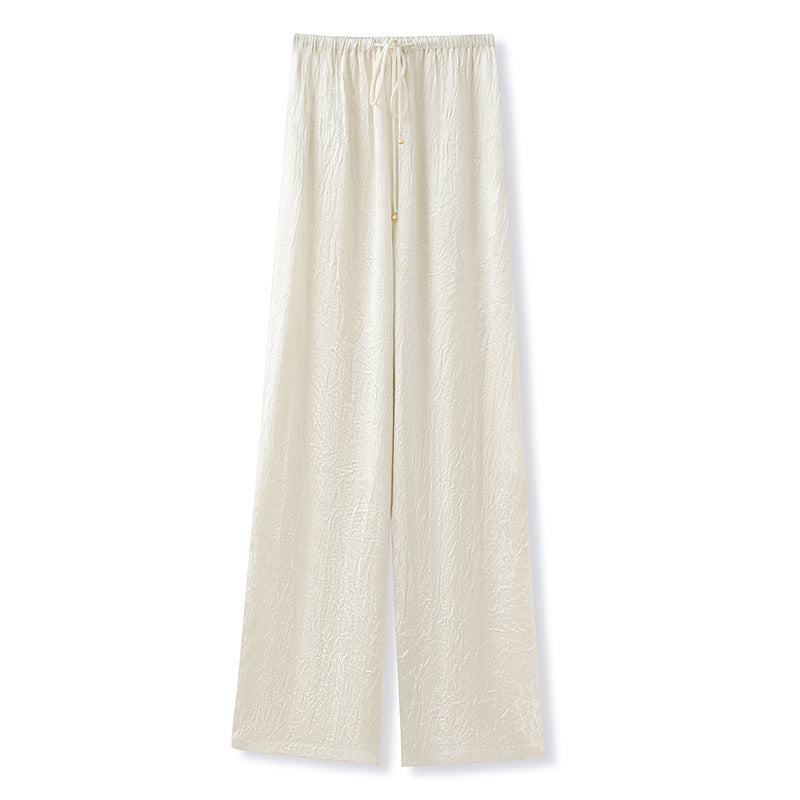 New new Chinese style light luxury simple solid color temperament casual pants loose and thin acetic acid trousers M5163