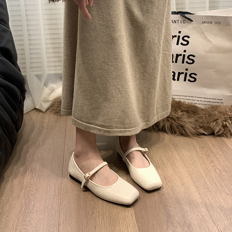 2025 British style small leather shoes for women's new spring and autumn casual retro square head Mary Jane single shoes for women