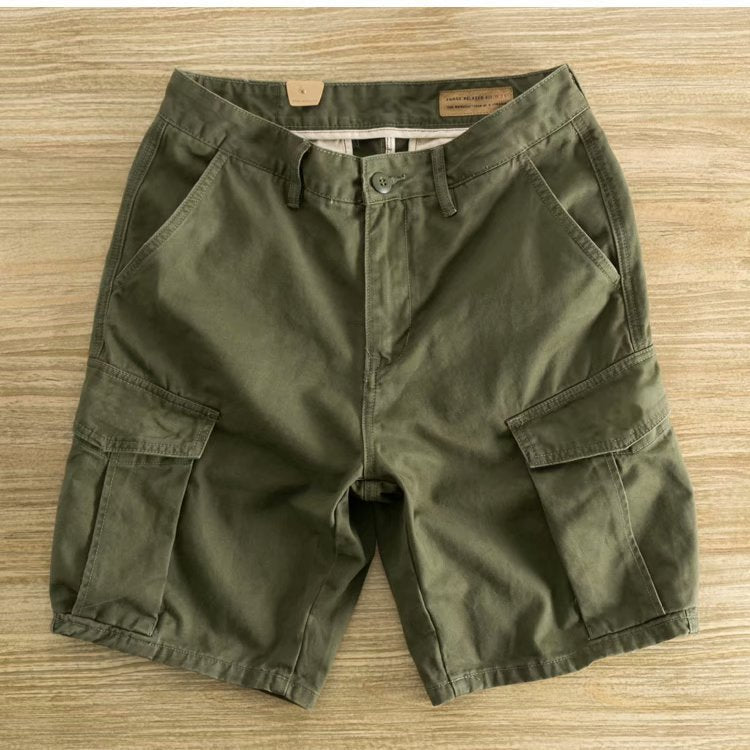 saferido boy outfits Cotton Workwear American Casual Cropped Pants Men's Fit Straight Pants Trendy Breathable Color Multi-Pocket Shorts