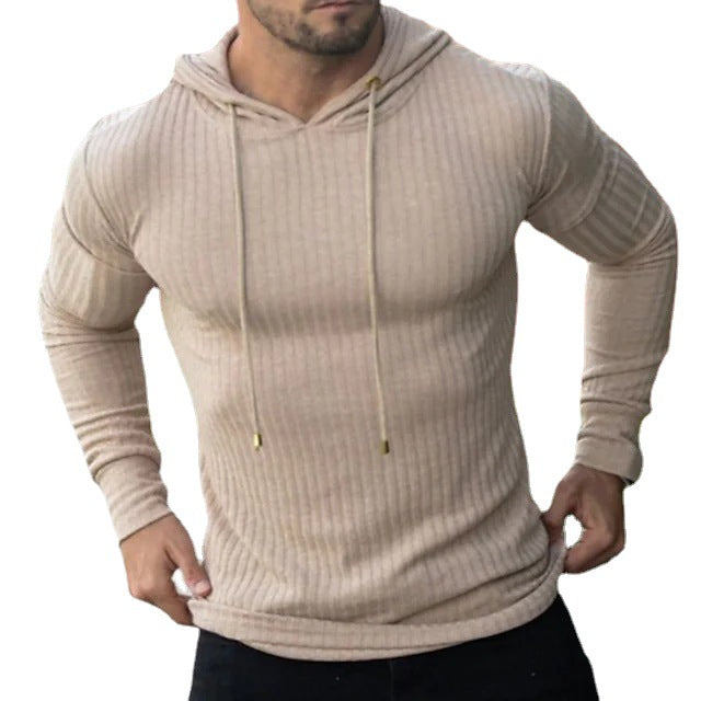 saferido -shop mens clothing styles Men's Muscle Fitness Spring and Autumn Slim Training Clothes Knitted Long-Sleeved Hoodie Pullover Jacket