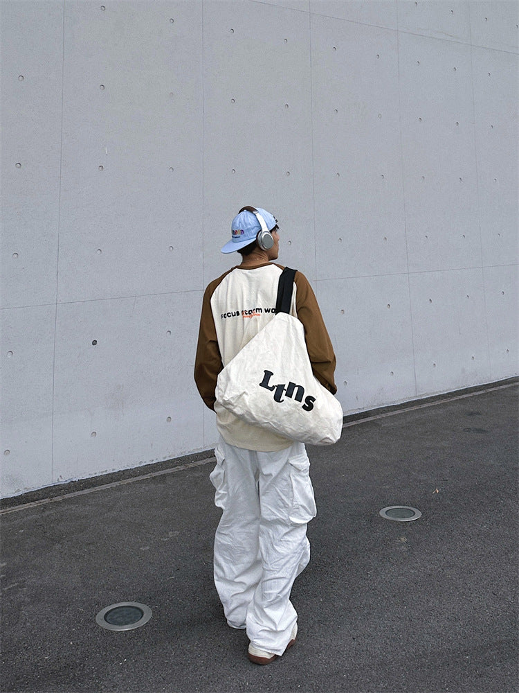 High-end design multi-pocket casual pants men's summer American retro loose straight drape workwear long pants