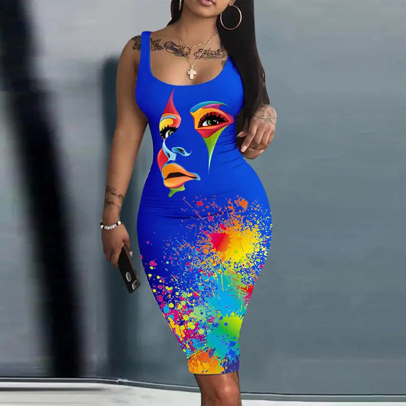 SAFERIDO 2025 black style hot girls, explosive ins new sexy painted dress, a hairdresser women's clothing